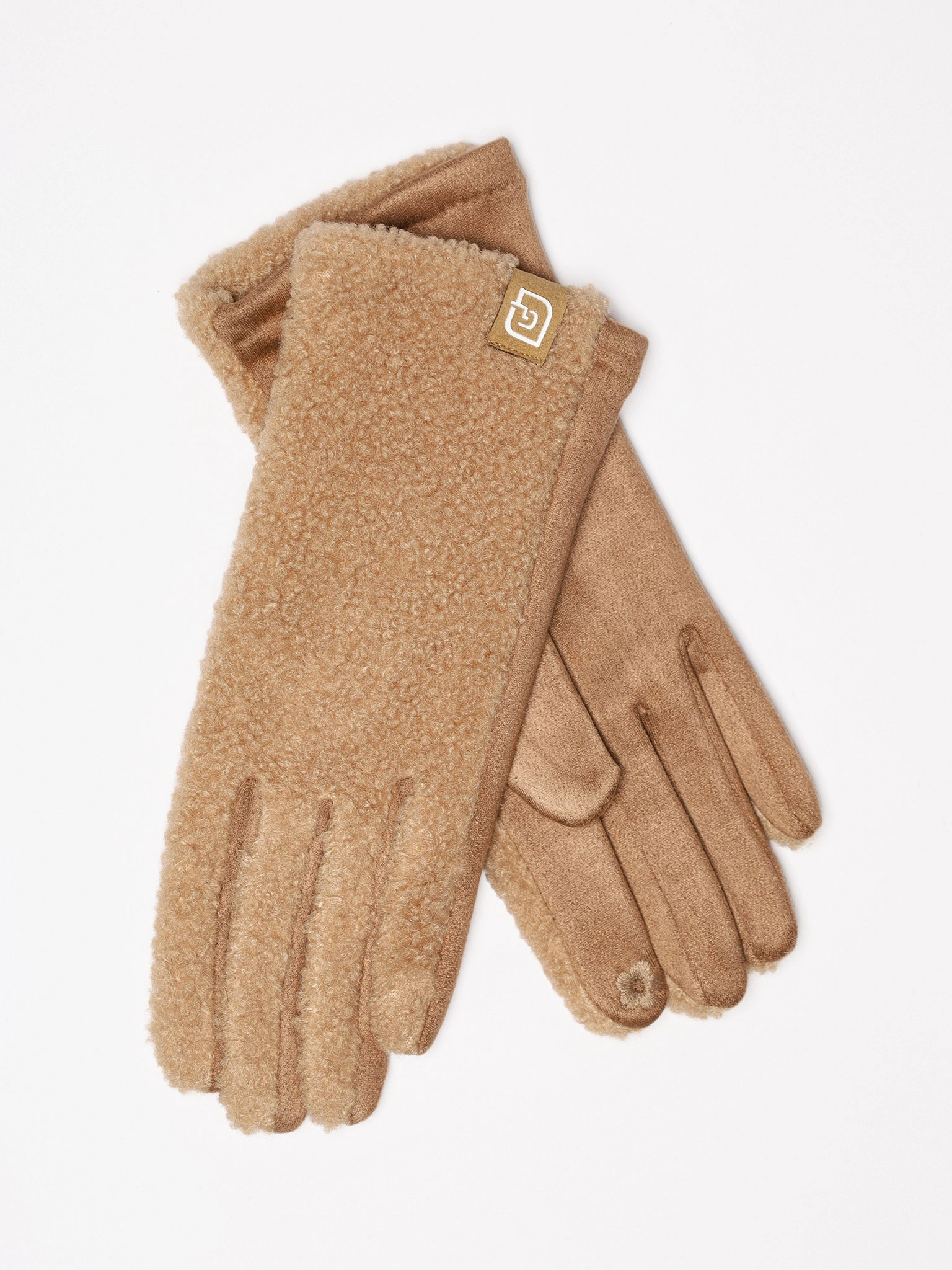 Перчатки комбинированные с декоративной нашивкой в ассортименте